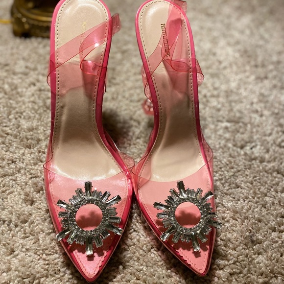 Pink Clear Diamante Sling Back Cake Stand High Heels. Size 8 - Picture 3 of 5